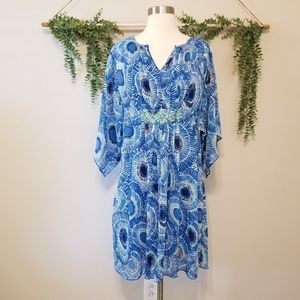Chico's Blue Embellished Summer Dress Size 1